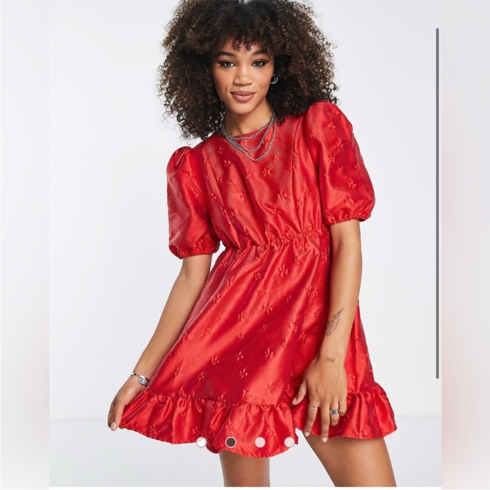 Sister Jane Red Puff Sleeve Mini Sundress